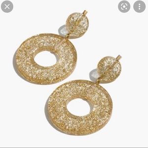 Madewell gold glitter orbital drop earrings